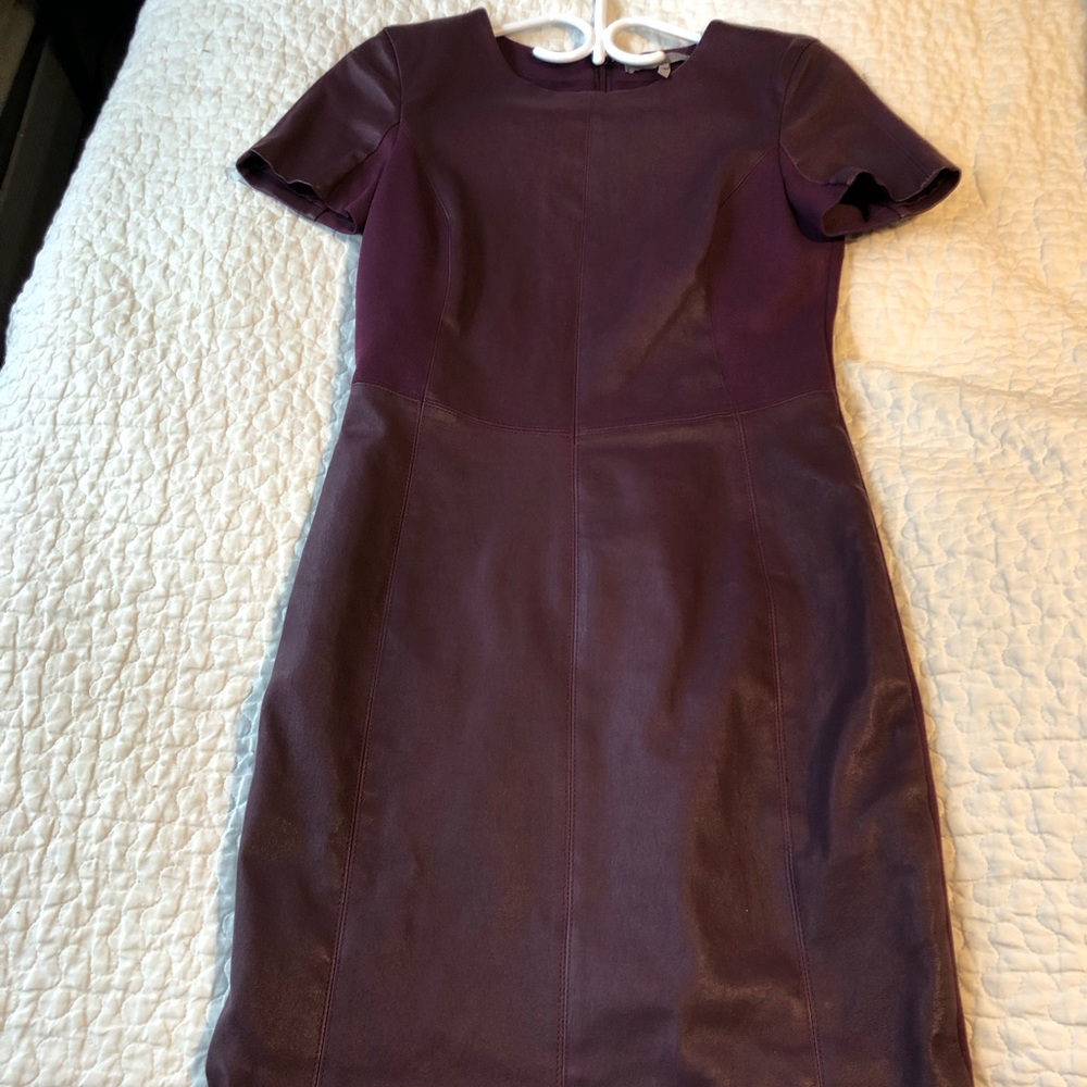 Halston Heritage Lambskin Leather Sheath Dress